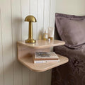 Floating Nightstand Wooden, Solid Alder Wood Bedside Table, Wall Mounted Shelf with LED Option, Slim Side Table with Open Storage, Varnish Finish (Wood White, Without LED, 11.0, Inches)