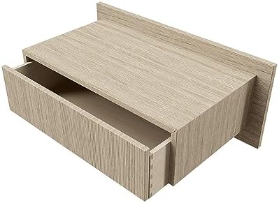 VANT 39 in Floating Wall Mounted Nightstand with Drawer, Cerused White Oak