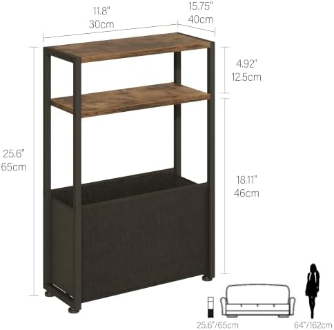 Leomonio Narrow Side Table, Slim Night Stand with Magazine Rack