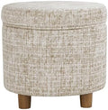 HomePop 19" Round Storage Ottoman - Cream Textural Woven