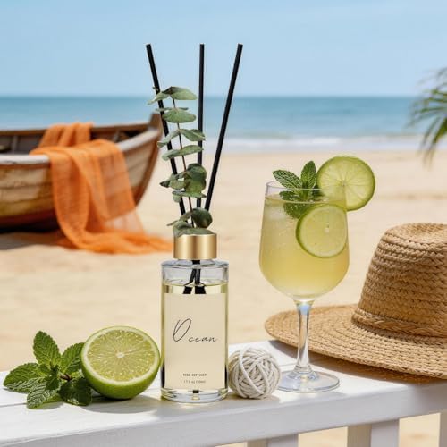 Reed Diffuser Set of 3, Eucalyptus, Linen, Ocean Oil Diffusers with Sticks
