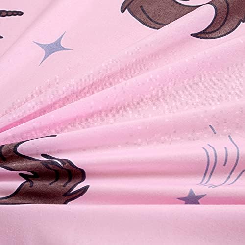 Bedding Fitted Sheet with Deep Pocket,Animals Printed Thicken Soft Fabric Bed Sheets (Pink(Unicorn), Twin)