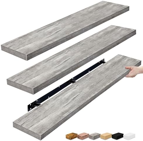 Sorbus Floating Shelves for Wall Storage (55 Inch, 3 Pack, Gray)