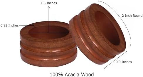 COTTON CRAFT Solid Wood Fluted Ribbed Napkin Rings - Set of 12 Napkin Rings