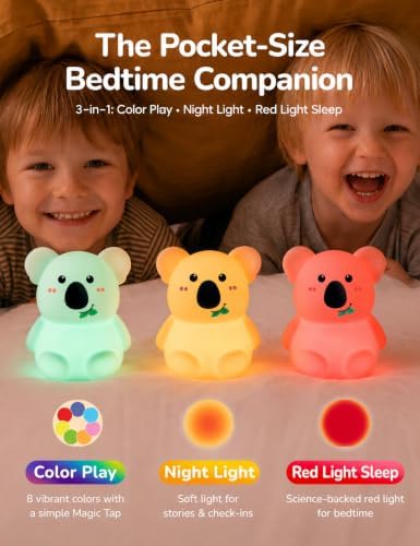 Slumber Pal, Koala Silicone Squishy Night Light for Kids, Cute Night Lamp