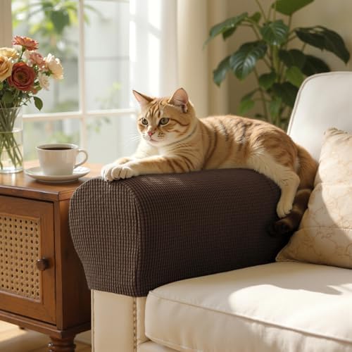 SUBRTEX Stretch Couch Arm Covers Set of 2, Non-Slip Sofa Armrest Slipcovers