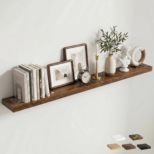 72 Inch Floating Shelves for Wall, 8"D Wood Storage Shelves, Brown Finish