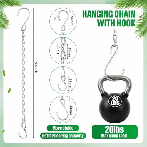 2 Pack Hanging Chain for Bird Feeders, Planters, Lanterns and Ornaments (9.5 Inch, Silver)