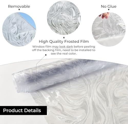 ADD.HERES Window Privacy Film, Glass Decorative Static Cling, 17.5" x 78.7"