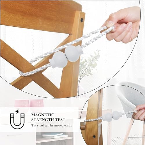 6Pcs Magnetic Curtain Tiebacks Modern Handmade Rope Curtain Tie Backs White