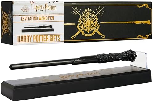 Harry Potter Floating Wand Pen with Magnetic Stand, HogwartsCollectibles in Gift Ready Box, Cool Desk Decor for Office, Gifts for Kids and Adults (Black 1 Pcs)