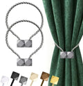 Hion Magnetic Curtain Tiebacks Grey 2pcs, Curtain Tiebacks Buckles Holdbacks Holders Hooks Clip for Home Bedroom Office Decorative Curtain