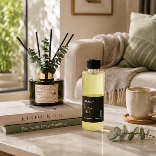 Airkeep Forest Mist Reed Diffuser Refill – 6.76 fl oz – Premium Scented Oil for Home Aromatherapy – Long-Lasting Fragrance for Reed Diffusers – Perfect for Bathroom, Bedroom & Home Decor
