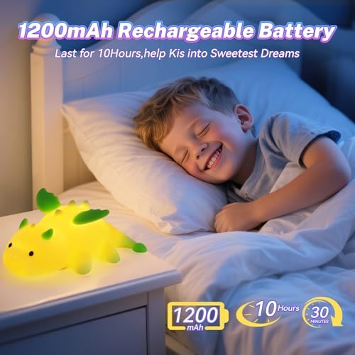 AVEKI Green Dragon Night Light, Cute Baby Lamp Gifts for Kids Boys Girls