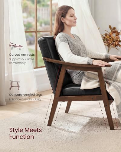 VASAGLE Accent Chair, PU Leather Armchair, Button Tufted, Thick Cushion