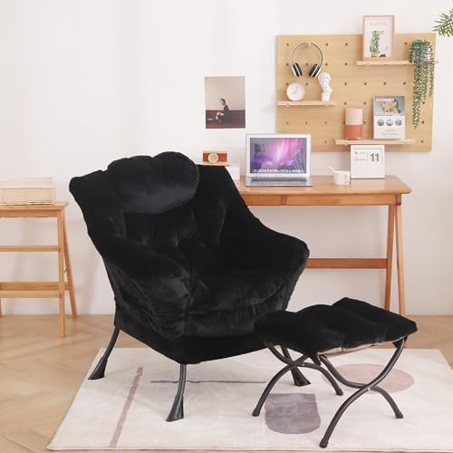 LITA Lazy Chair with Ottoman, Comfy Accent Reading Chair