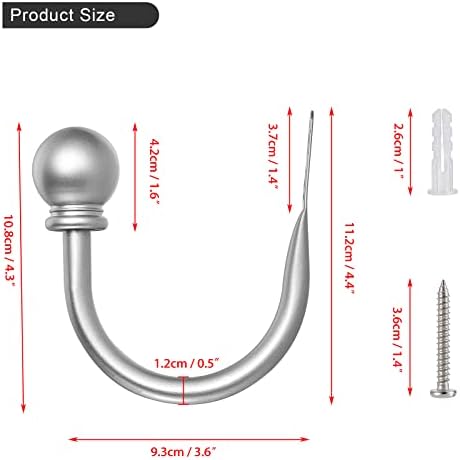 Sumnacon Curtain Holdbacks 2 Pcs Wall Mounted Curtain Tiebacks,Silver