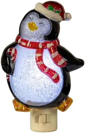 Novelty Lights LED Christmas Penguin Night Light, Lamp with Swivel Plug