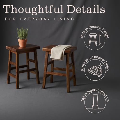Alaterre Furniture Durango Counter Height Bar Stools Set of 2, Natural, 26”