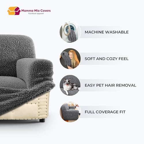 PAULATO Premium Stretch Couch Covers for Sofa - Sofa Chair Cover Washable, Dogs & Pets Friendly - Elastic Polyester Loveseat Slipcovers - Non-Slip Love Seat Couch Covers - Blush Taupe (64"-85" Wide)