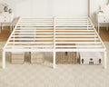 Allewie King Size Bed Frame, 14 inch Metal Beds with Storage Space, Beige