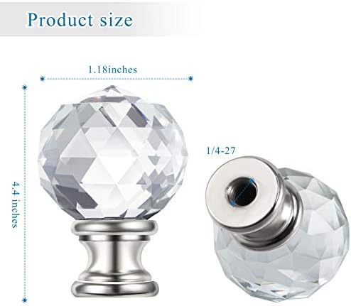 Mudder 2 Pcs Crystal Lamp Finial Diamond Knob 1-3/4 Inches,Silver Base