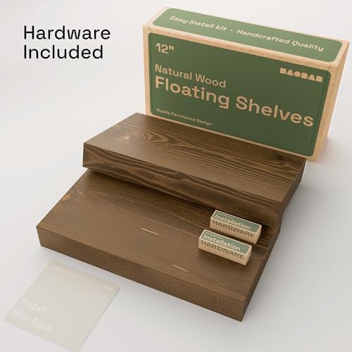 Solid Wood Floating Shelves for Wall 12 Inch Walnut, Small Wooden Shelf