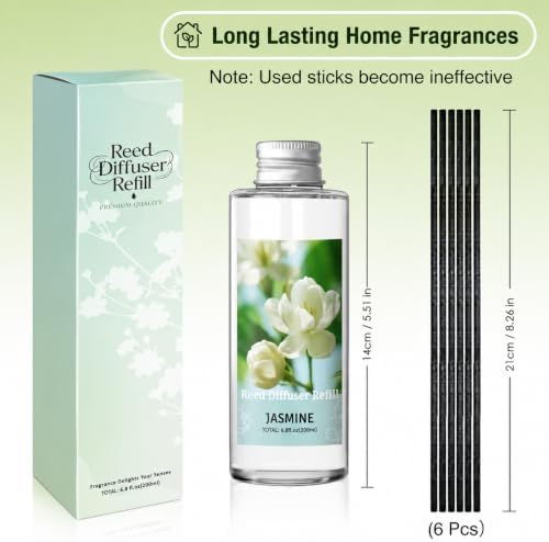 SCENTORINI Reed Diffuser Oil Refill Set, Jasmine Diffuser Oil 6.76 Fl Oz
