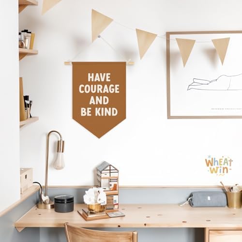 Classroom Motivational Have Courage and Be Kind Wall Hanging Pennant Flag Banner, Inspirational Wall Decor for Kids Toddler Nursery Bedroom Playroom 15x11 Inch