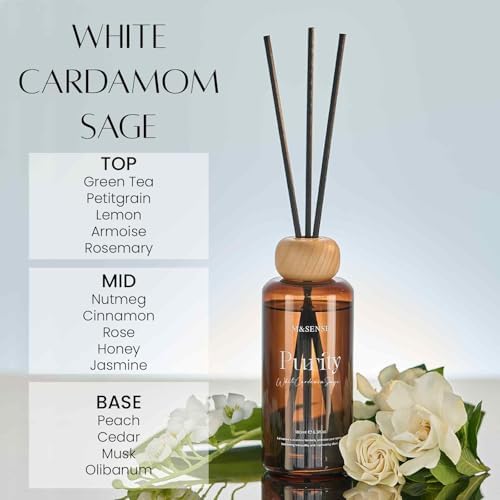 M&SENSE Reed Diffuser, White Cardamom Sage, 6.3 oz Natural Essential Oil