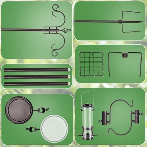 YINGYM Bird Feeding Station Kit, 87 Inch Bird Feeder Pole for Outside