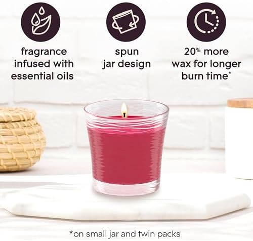 Glade 1-Wick Scented Candle Jar, Apple Cinnamon, Air Freshener Infused with Essential Oils, 4.08 Oz, 3 Count