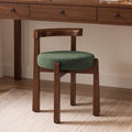 LUE BONA Wood Vanity Chair Stool with Back, Mid-Century Makeup Bench, Green