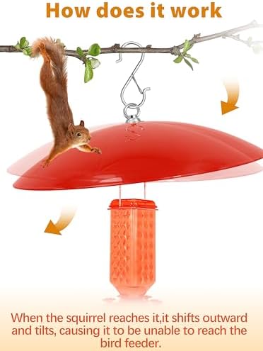 16-Inch Widened Bird Feeder Cover,Hummingbird Feeder Rain Guard,Squirrel Baffle for Bird Feeders,Squirrel-Proof for Wide Outside Tree Trunk or Eave,Gift for Wumen,(Bright Red),2 Pack