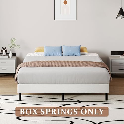 Cal King Metal Box Springs - 5 Inch Low Profile Heavy Duty Black Basics Bed Base Non Slip Box Spring Mattress Foundation, Easy Assembly, No Noise