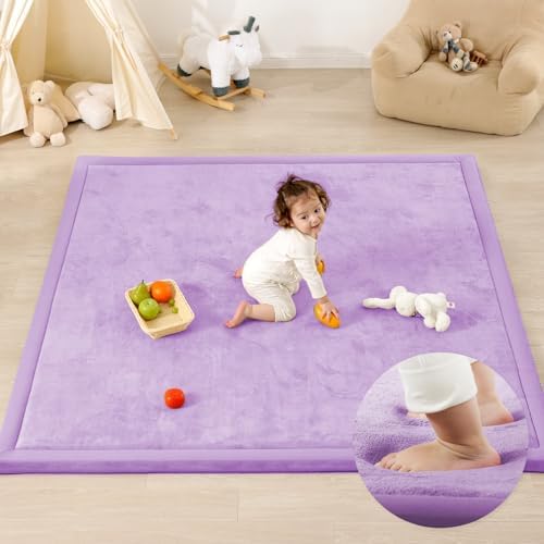 1.3" Thick Baby Play Mat, 71x79 Foam Tummy Time Mat – Lavender
