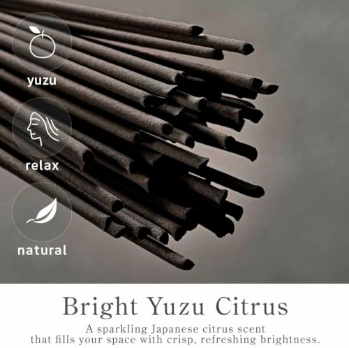 なごみ工房 Kyoto Yuzu Incense Sticks - Japanese Temple Aroma, Ideal for Relaxation & Meditation, Approx. 60 Sticks (0.044 Pounds) - Premium Quality Incense for Spiritual & Home Use Nagomikobo