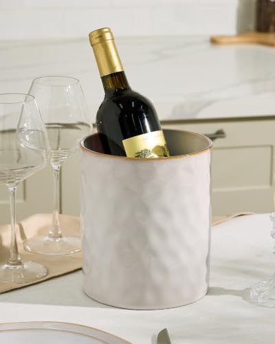 famiware Ceramic Utensil Holder, 7.2"+5.8", Set of 2, Cappuccino White