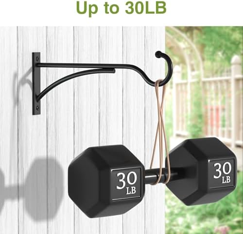 8 Inch 2 Pack Heavy-Duty Metal Plant Hanger Hooks, outdoor, Matte black
