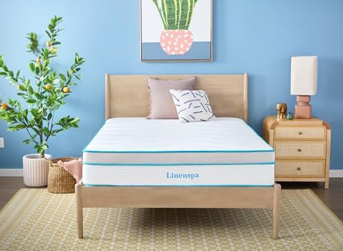 Linenspa 12 Inch Hybrid Mattress, Medium Plush, Bed in a Box, Twin Size