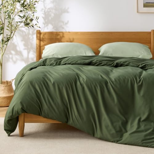 Bedsure Duvet Cover Queen Size, Soft Double Brushed Bedding, Olive Green