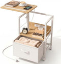 Faesun Night Stand with Charging Station & Swivel Top, Oak White
