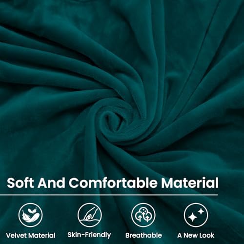 Mid-Century Accent Chair Covers with Cushion Cover Velvet 2 Pieces Upholstered Armchair Slipcovers for Living Room Comfy Sofa Reading Furniture Protector for Apartment Bedroom Office (Green)