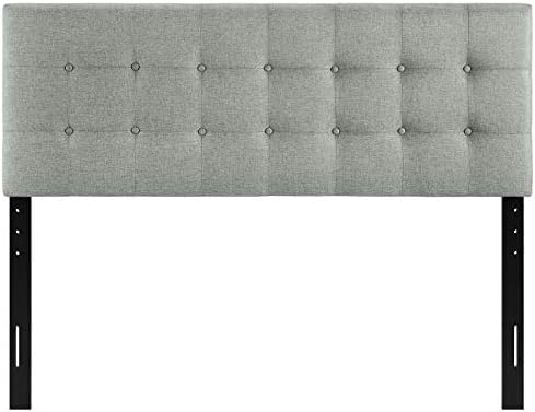 Modway Emily Tufted Button Linen Fabric Upholstered King Headboard in Gray