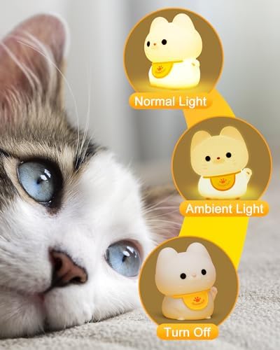 Amaredom Waving Kitten Night Light, Cute Cat Lamp, Baby Toddler Room Decor