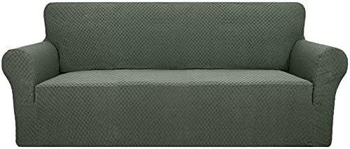 YEMYHOM Couch Cover Latest Jacquard Design High Stretch Sofa Covers for 3 Cushion Couch, Pet Dog Cat Proof Slipcover Non Slip Magic Elastic Furniture Protector (Large, Army Green)