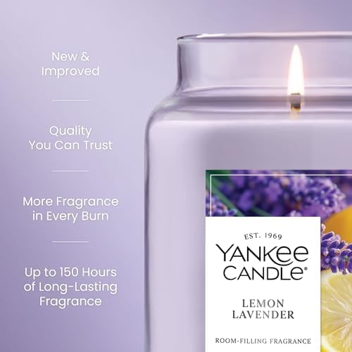 Yankee Candle Lemon Lavender Scented Candle, 22oz Large Jar with up to 150 Hour Burn Time, Giftable, Birthdays (Pack of 4)