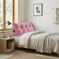Headboard Pillow Twin Size, Reading Pillow for Bed, Leaf Pattern Wedge Pillow, Tufted Backrest Support, Headboard Substitute, Pink