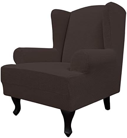 Easy-Going Stretch Large Wingback Chair Sofa Slipcover Chocolate