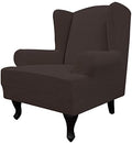 Easy-Going Stretch Large Wingback Chair Sofa Slipcover Chocolate